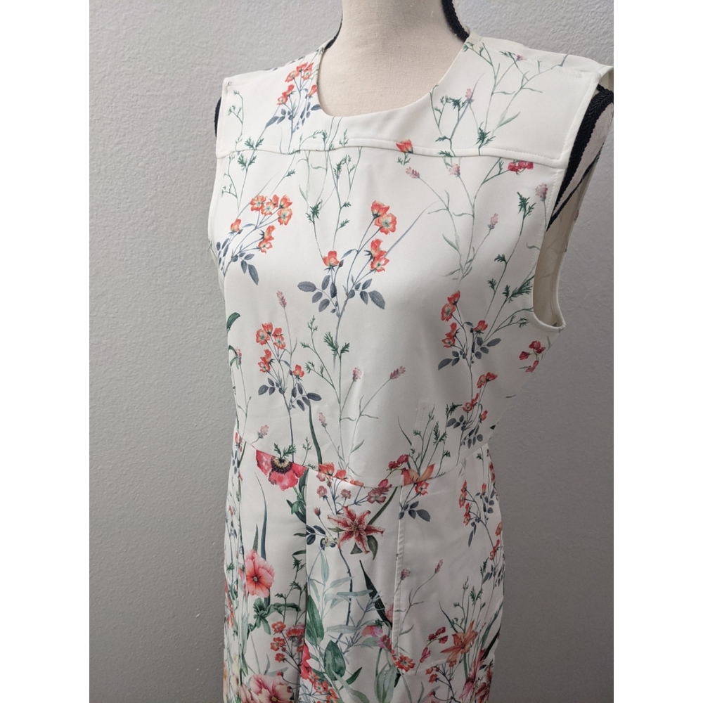 Zara Cream Pleated Floral Summer Dress - Picture 4 of 7